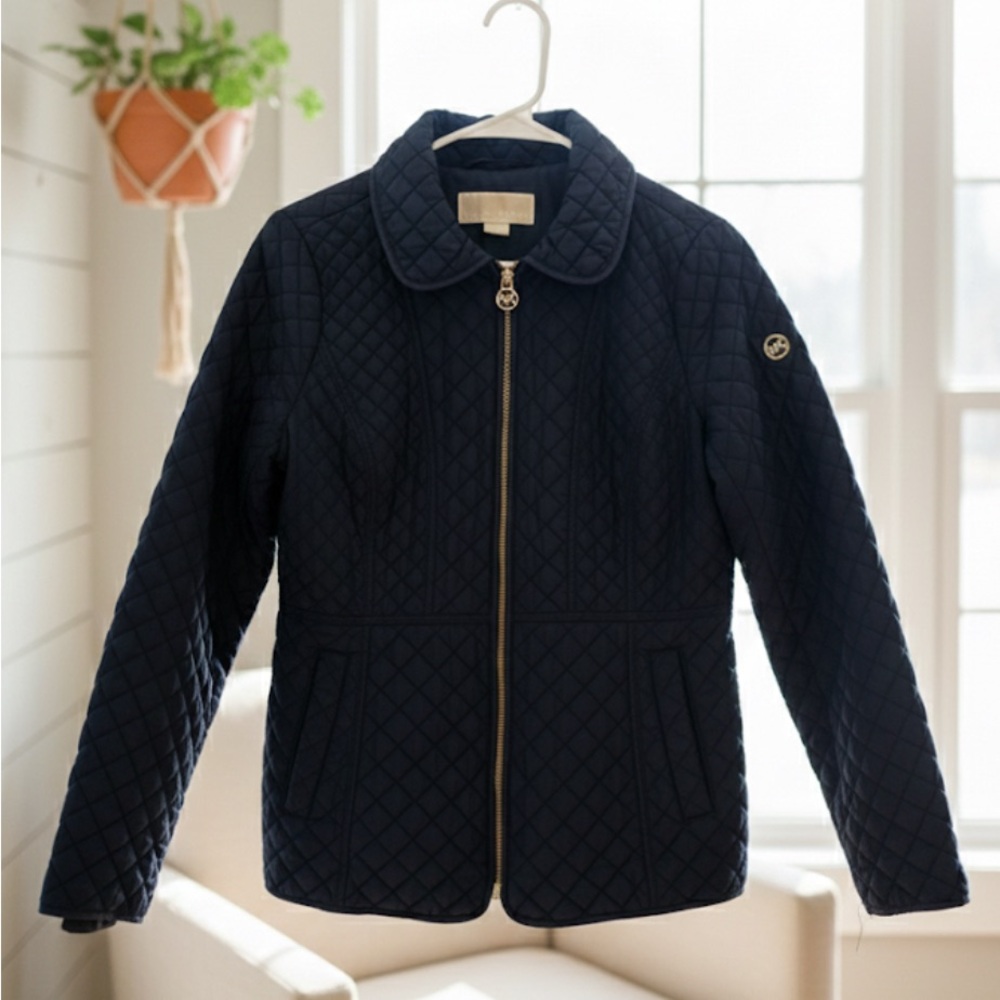 Michael Kors Dark Blue Quilted Utility Jacket